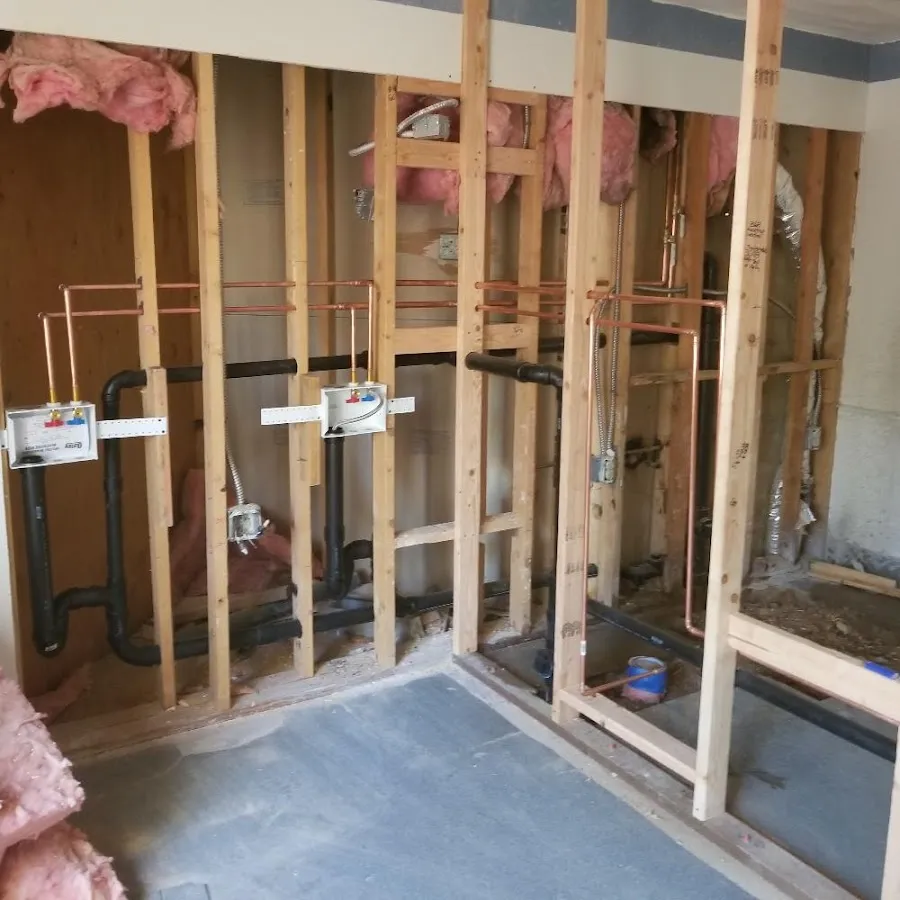 Copper pipe rough-in and plumbing installation in Windham